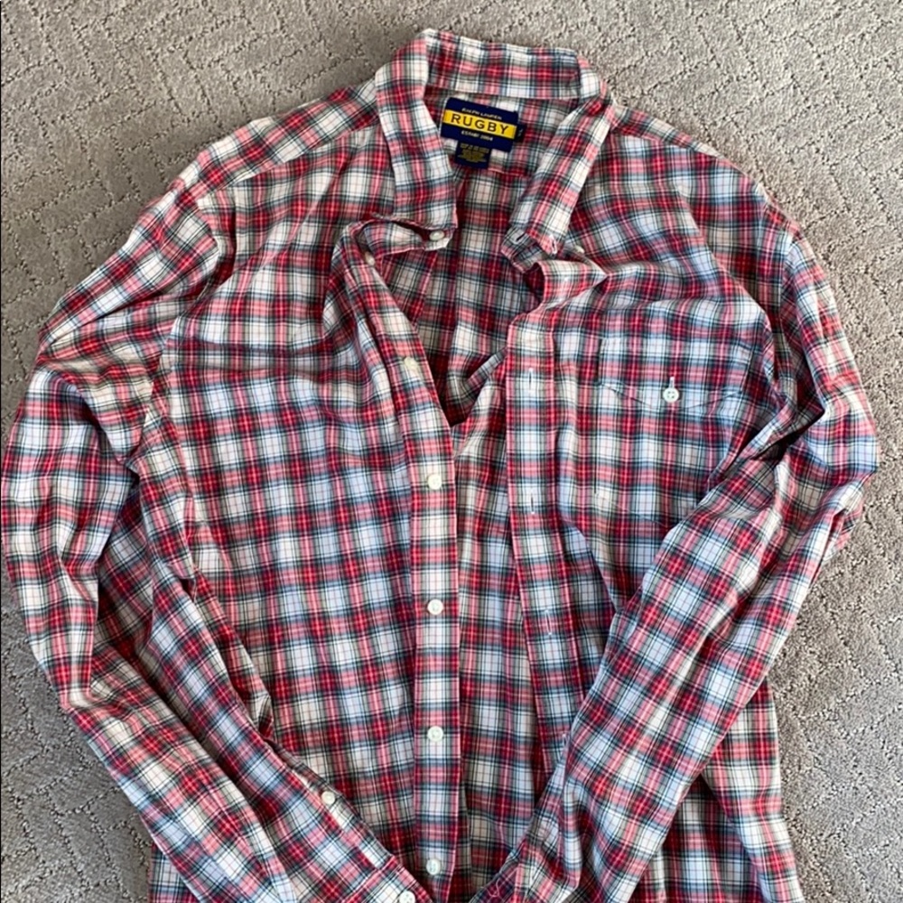 Rugby plaid button up shirt